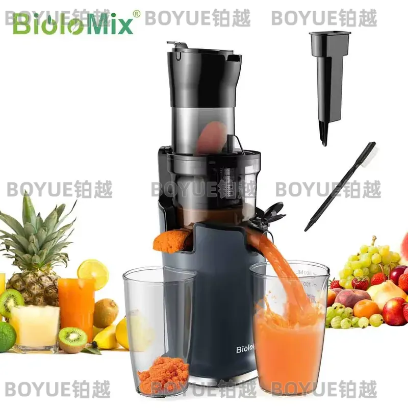 Cold Press Juicer - BioloMix Koudpers Sapcentrifuge 78mm Brede Invoeropening