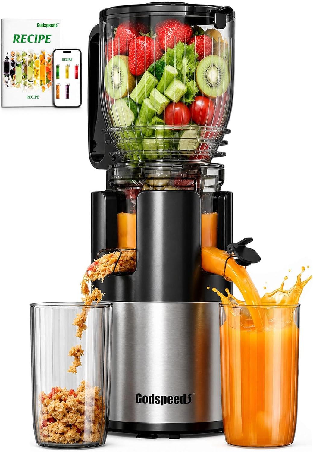 Cold Press Juicer - Langzaam werkende koudgeperste sapcentrifuge met grote