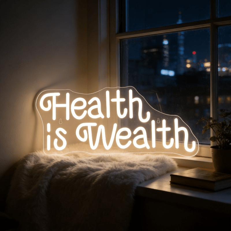 Health Wellness Lifestyle - Gezondheid is Welvaart Neonbord LED Marquee