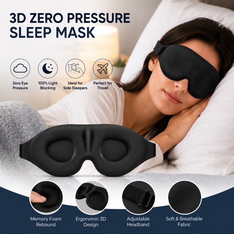 Sleep Eye Mask 3D - 3D Slaapoogmasker Comfortabel Lichtblokkerend Oogmasker Traagschuim